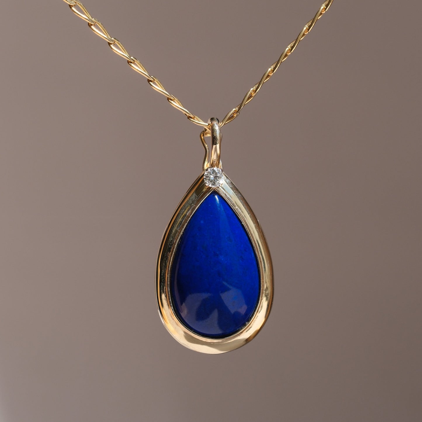 Vintage Teardrop Lapis Pendant