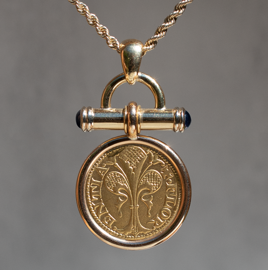 Vintage 18K Gold Florin Coin Pendant
