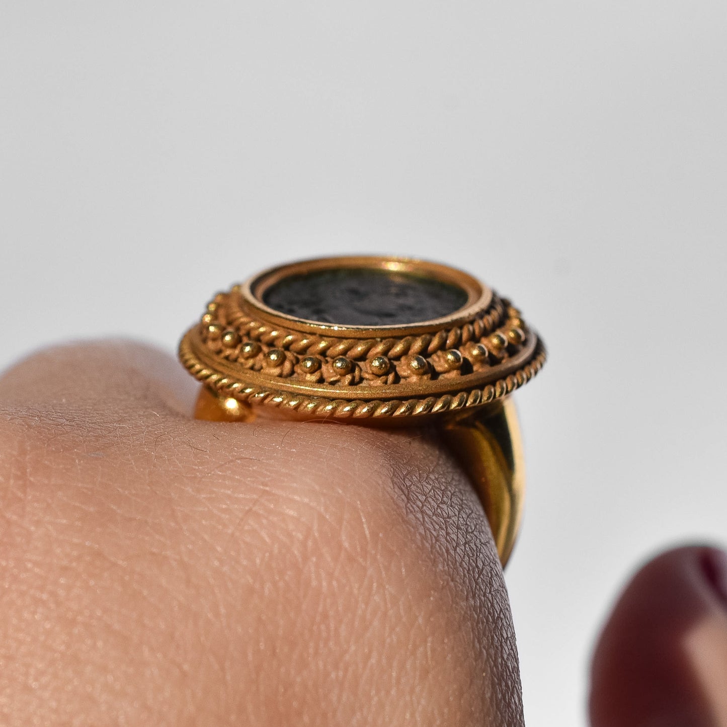 Vintage 18K Gold Roman Empire Constantine II Coin Ring