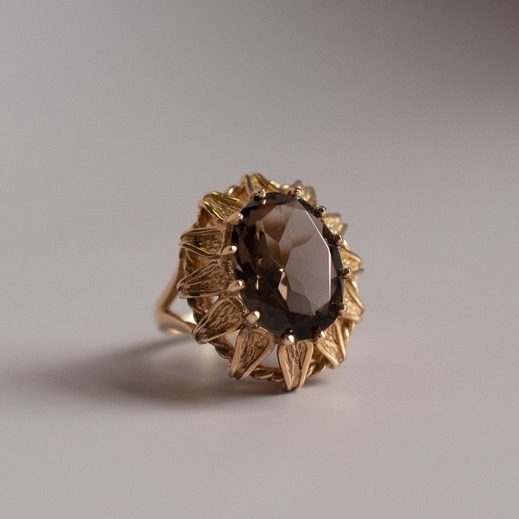 Smoky Quartz Sunburst Ring