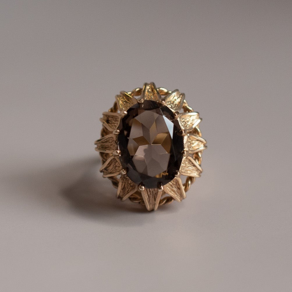 Smoky Quartz Sunburst Ring