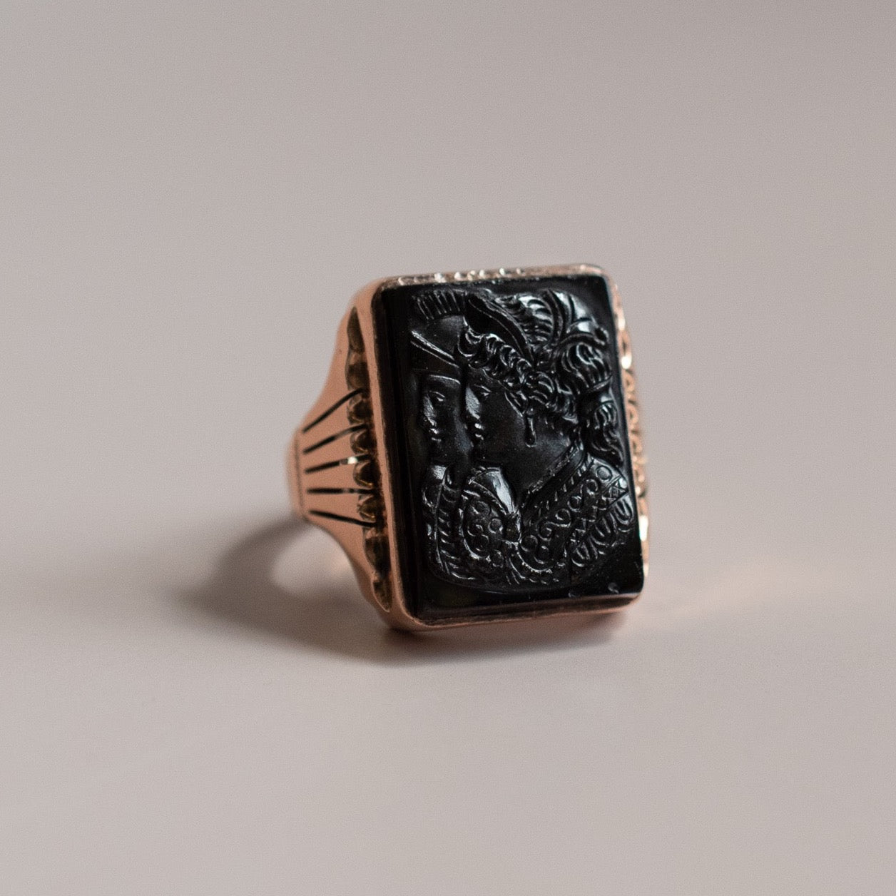 Vintage Black Cameo Ring