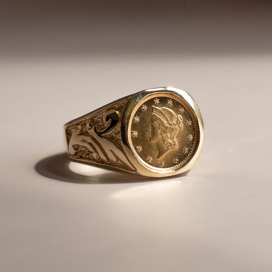 Vintage 14k Coin Ring