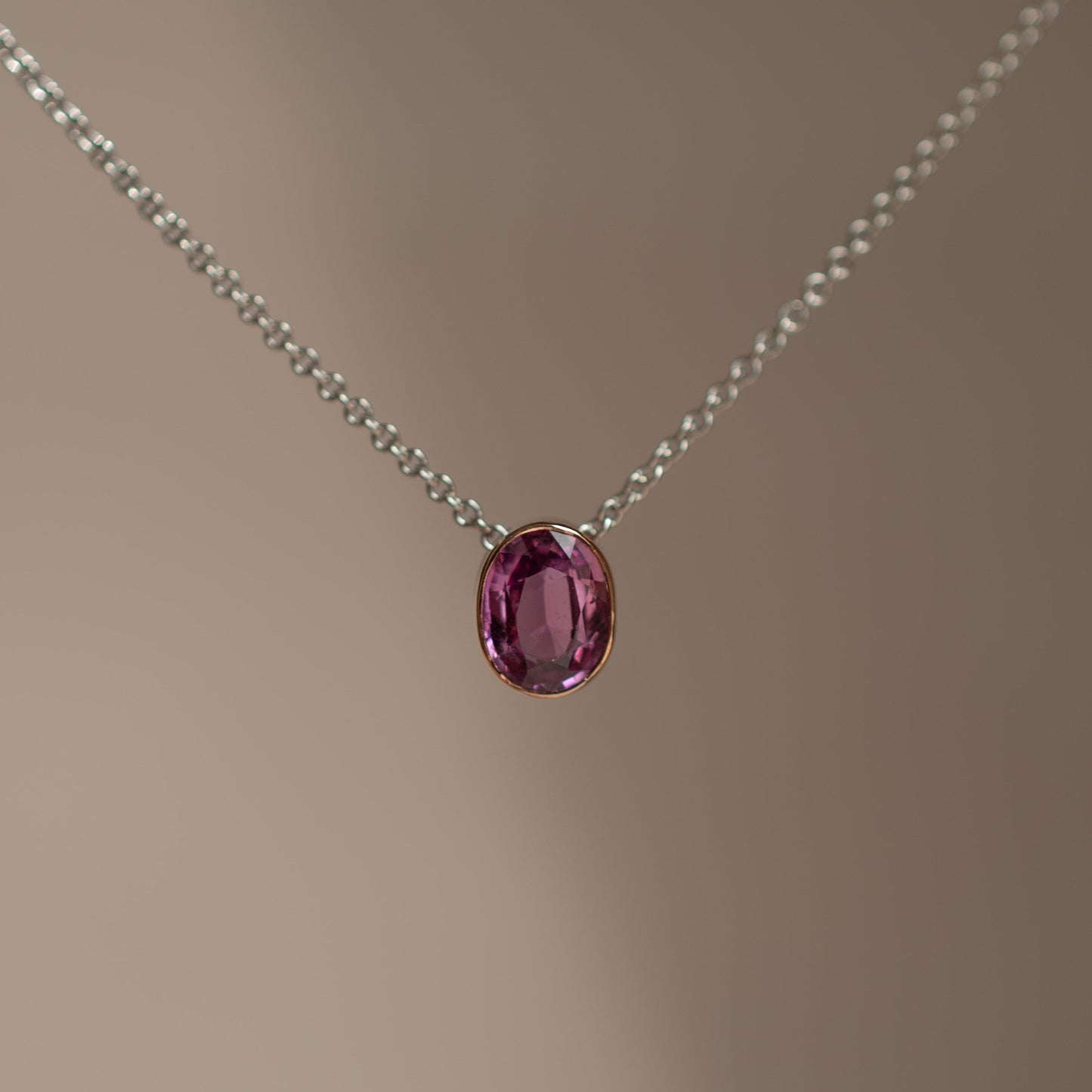 Pink Sapphire Pendant 14k Rose Gold