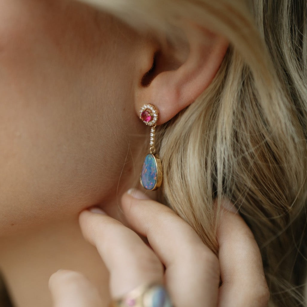 Ice & Fire Opal Earrings