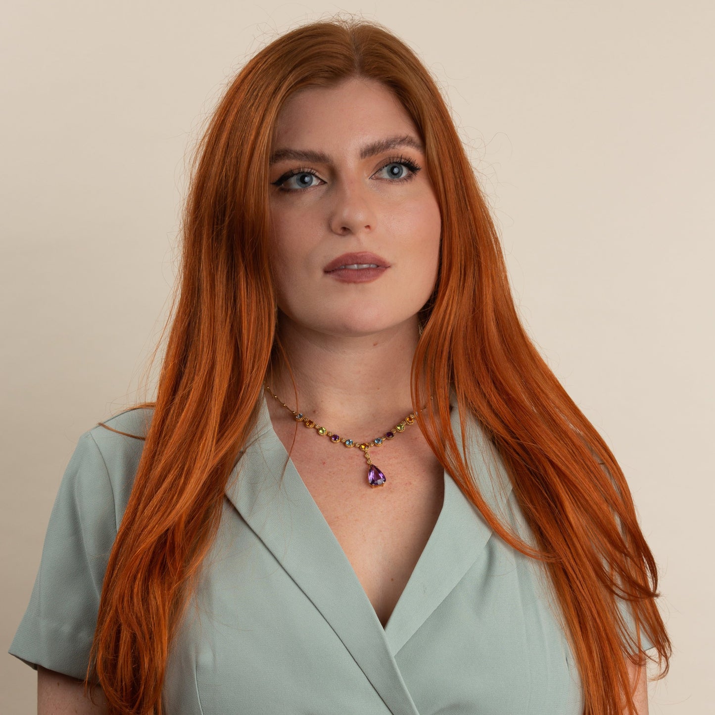 Multi-Stone Teardrop Necklace