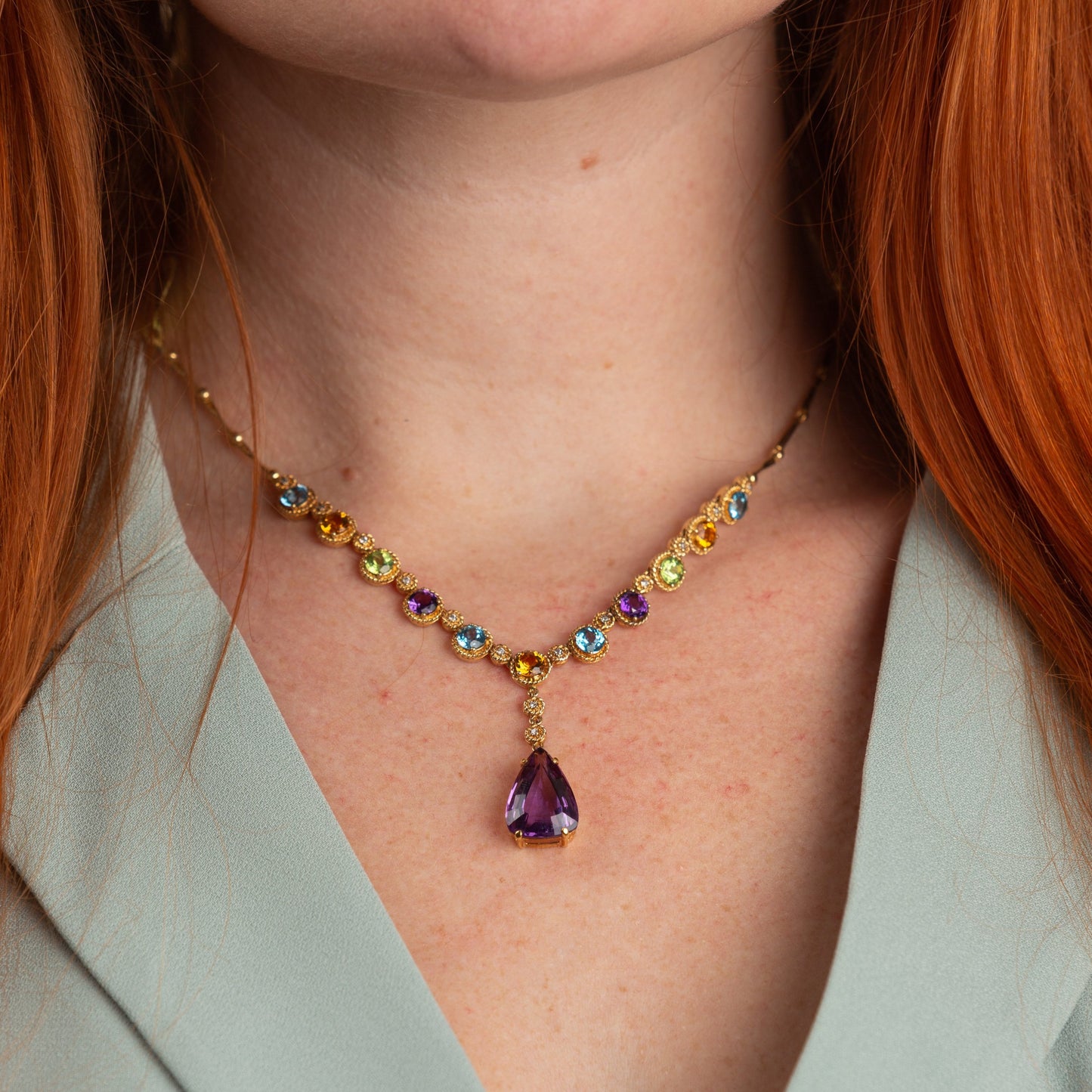 Multi-Stone Teardrop Necklace