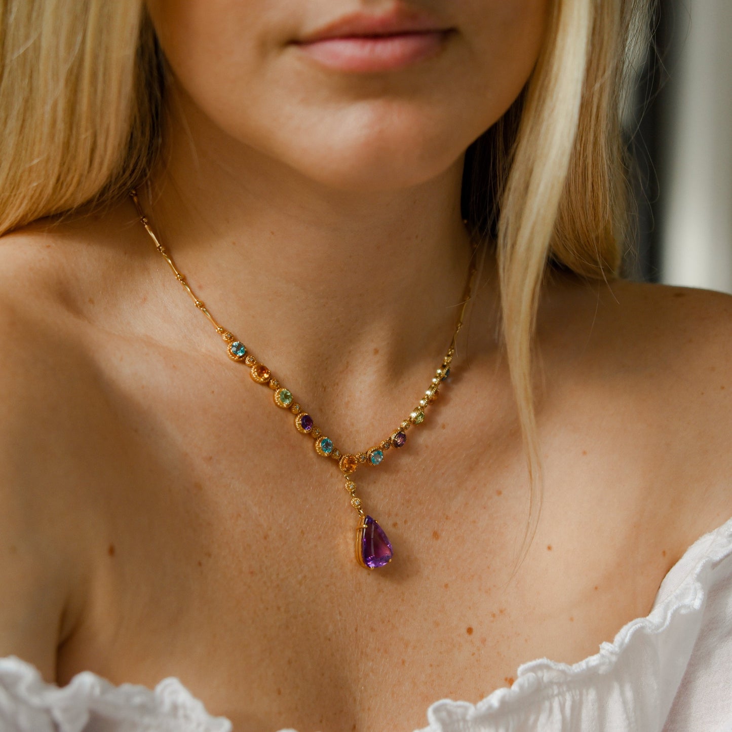 Multi-Stone Teardrop Necklace