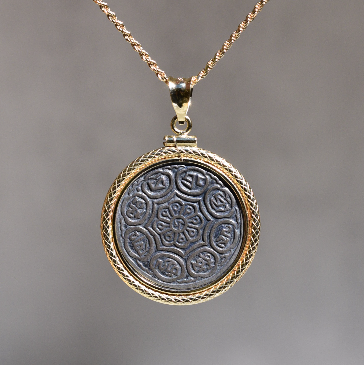 Vintage Tibetan Ga-Den Tangka Coin Pendant