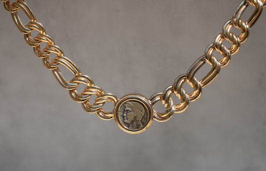 Vintage 14K Gold Chunky Coin Necklace