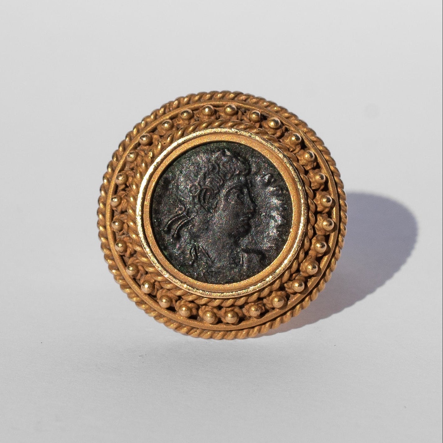 Vintage 18K Gold Roman Empire Constantine II Coin Ring