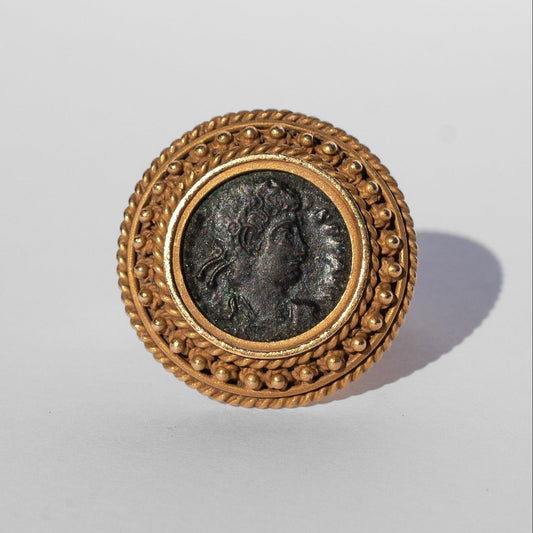 Vintage 18K Gold Roman Empire Constantine II Coin Ring