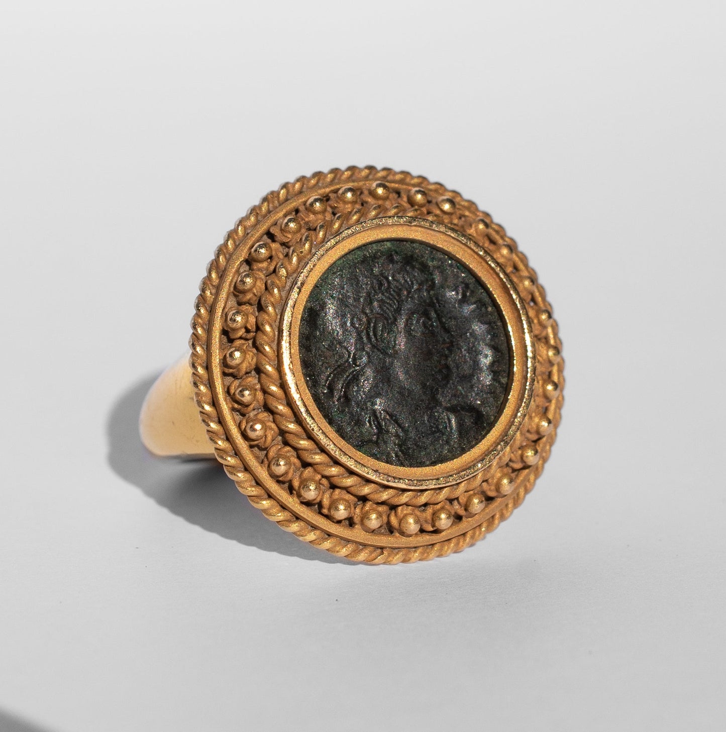 Vintage 18K Gold Roman Empire Constantine II Coin Ring