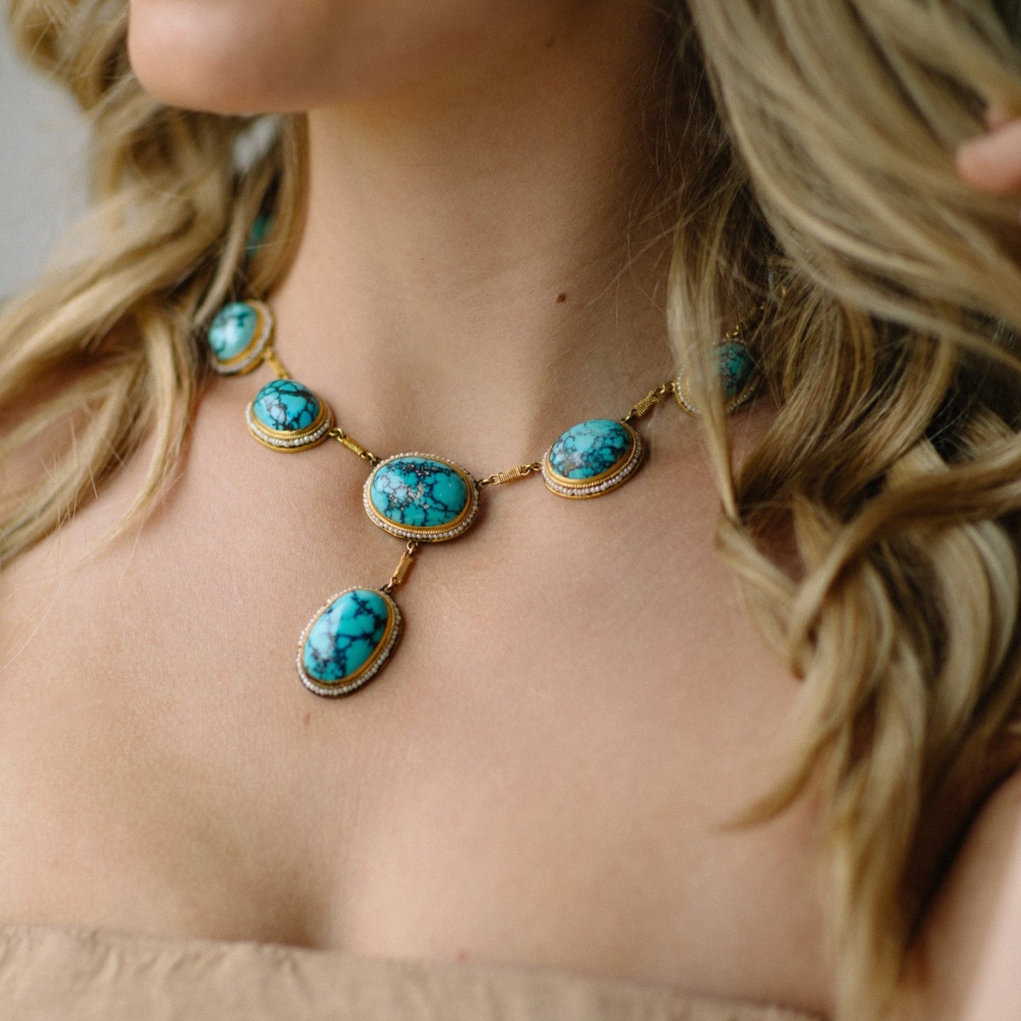 Turquoise and 14k Gold Necklace